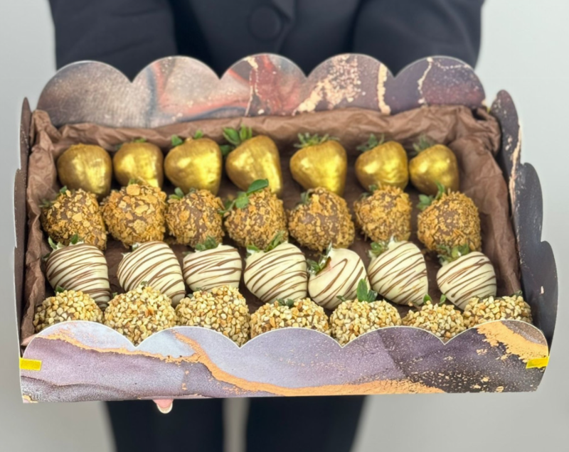 strawberries with edible gold