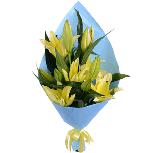 Arrangement of 3 yellow lilies with delivery Yekaterinburg