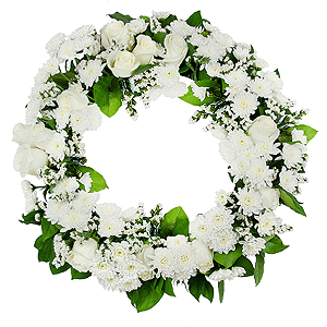 Funeral wreath of roses and chrysanthemums with delivery Yekaterinburg