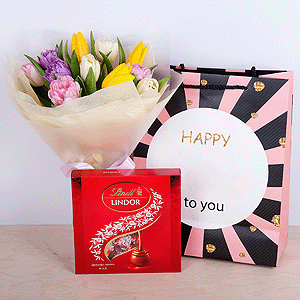 Gift set "Tulips and sweets" with delivery Yekaterinburg