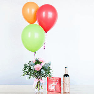 Gift set "Gerberas, sweets, balloons and non-alcoholic wine" with delivery Yekaterinburg