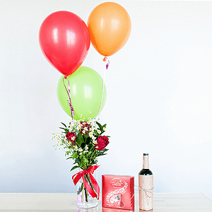 Gift set "Delicate bouquet, sweets, balloons and non-alcoholic wine" with delivery Yekaterinburg