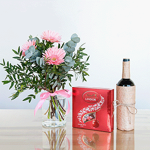 Gift set "Gerberas, sweets and non-alcoholic wine" with delivery Yekaterinburg