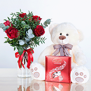 Gift set "Teddy bear, roses and sweets" with delivery Yekaterinburg