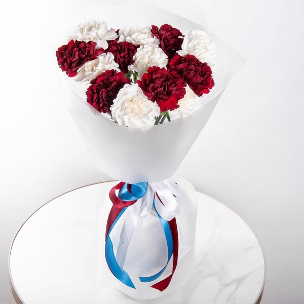 Carnation white, cream - 11, Carnation red - 13, Wrapping Paper