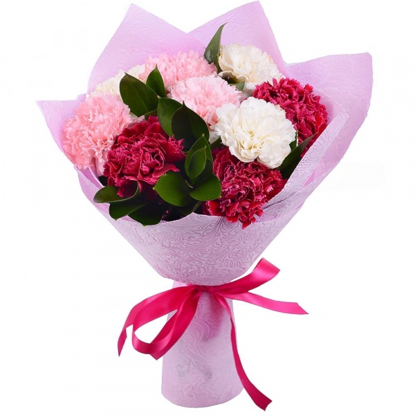 Carnations - 9, Ruscus, Wrapping Paper