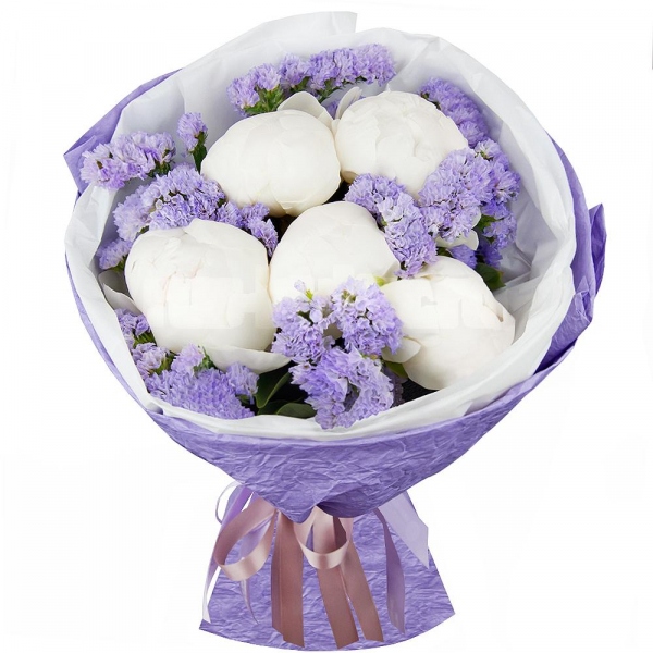 Peony white - 7, Blue Statice, Wrapping Paper