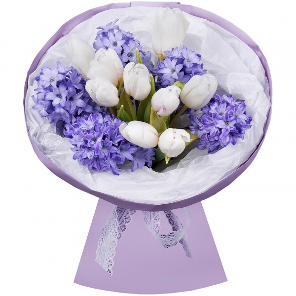 Blue Hyacinth - 5, Tulip white - 9, Wrapping Paper