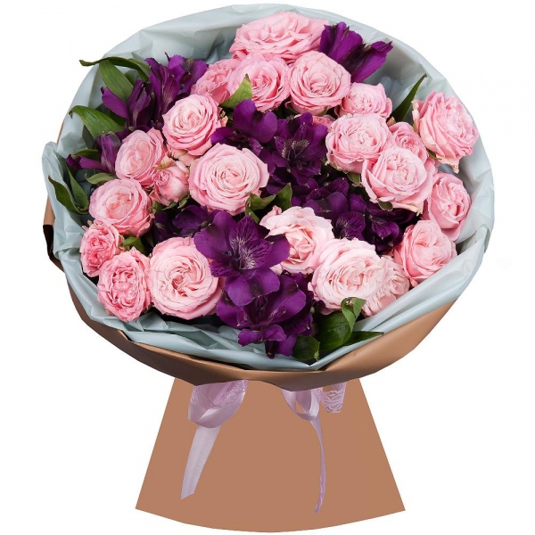 Peony sprayrose - 7, Alstromeria lilac, purple - 6, Wrapping Paper