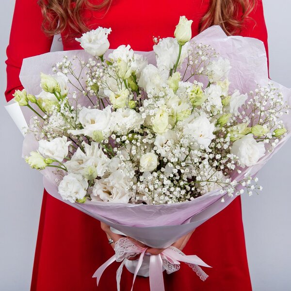 lisianthus - 9, Gypsophila - 2, Wrapping Paper